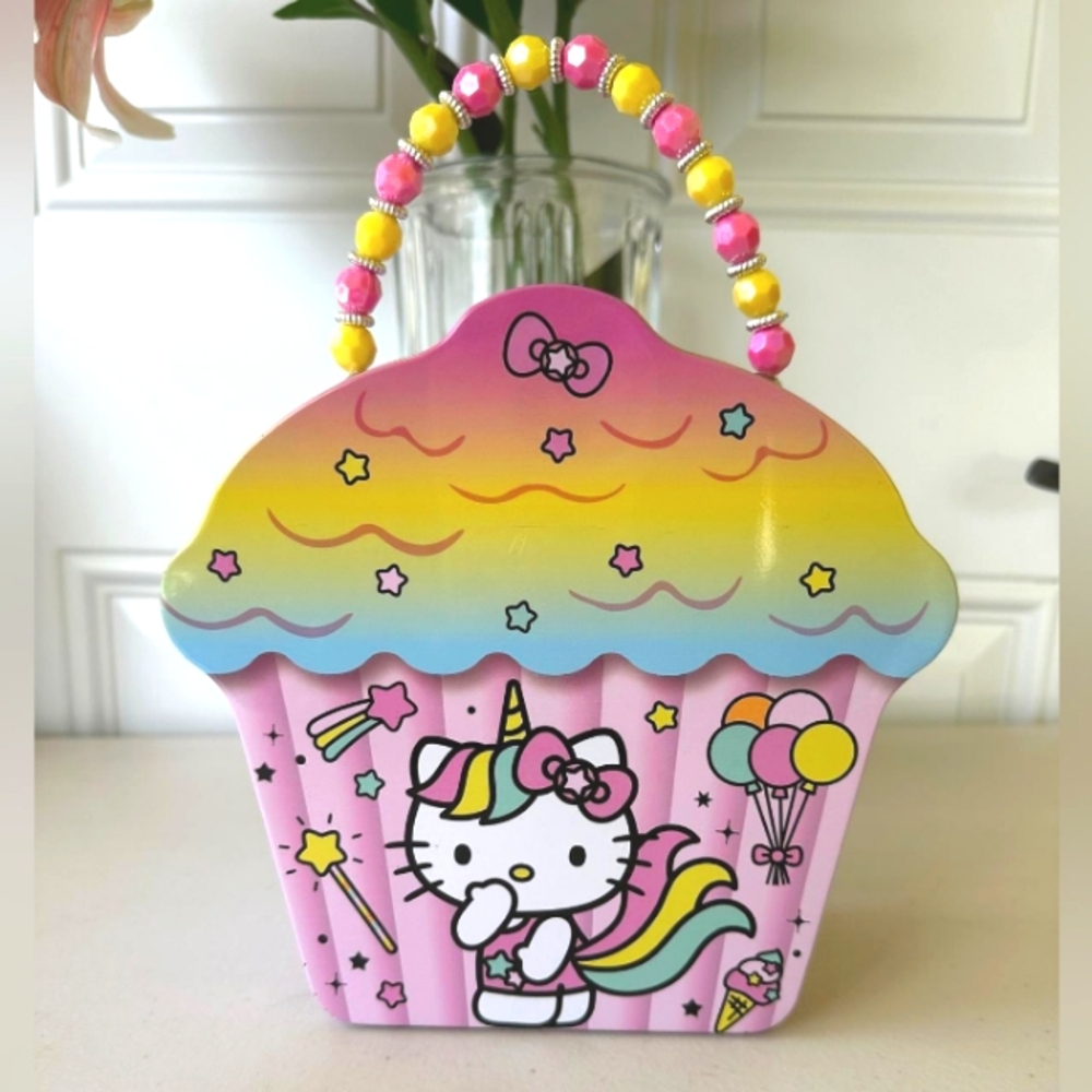 Hello Kitty Unicorn Cupcake Purse Tin Lunch Box